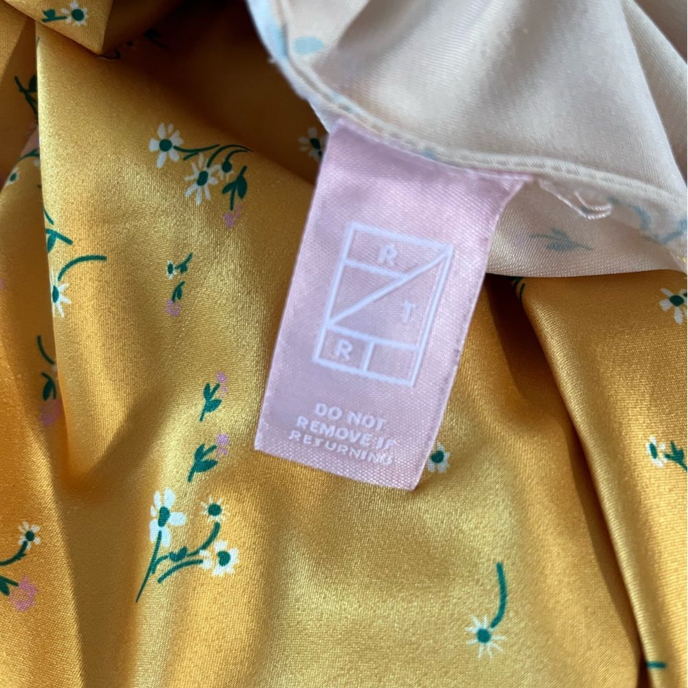KOURT Rachel Yellow Floral Print Satin Midi Dress XS Wedding Guest - Picture 13 of 13
